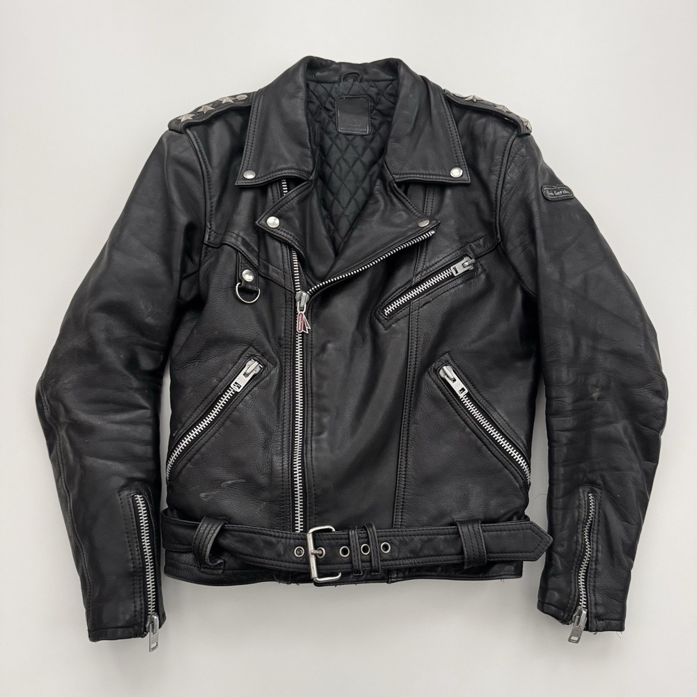 VTG 80s Hein Gericke Jacket Black Leather Motorcycle Jacket EU 50 - Men's S